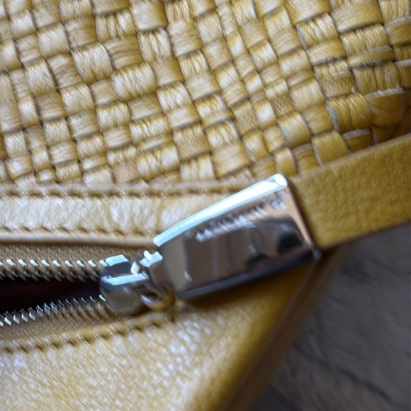 B. Makowsky Women’s Yellow Genuine Leather Woven Shoulder...
